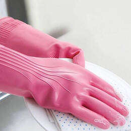 Găng Tay Cao Su Tự Nhiên (Xếp Ly) - 39cm - Màu Hồng - ETM801P, Găng Tay Cao Su Tự Nhiên (Xếp Ly) - 39cm - Màu Hồng - ETM801P